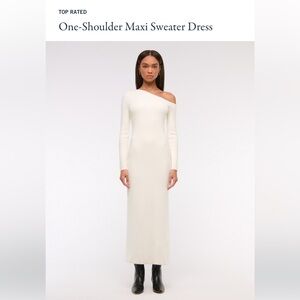 A&F NWT Unworn One-Shoulder Maxi Sweater Dress, L Cream